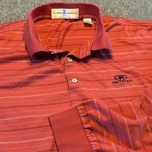 Fairway & Greene Performance Polo Shirt Long Sleeve Green Striped Size L